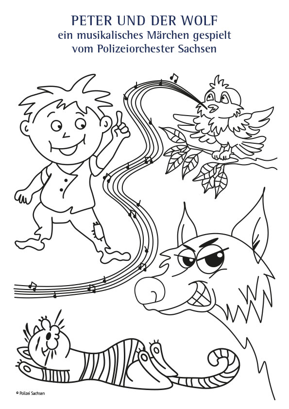 Ausmalbild Peter und der Wolf