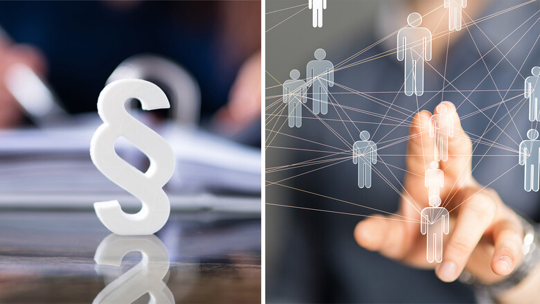 Collage Symbolbilder Paragraph und Personal