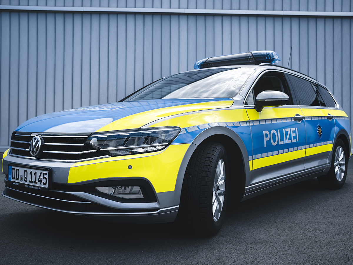 Ein Funkstreifenwagen der Polizei Sachsen