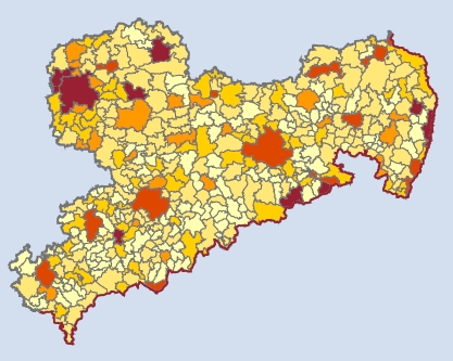 Sachsen-Karte des Kriminalitätsatlasses