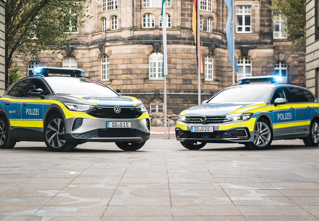 E-Fahrzeuge der Polizei Sachsen