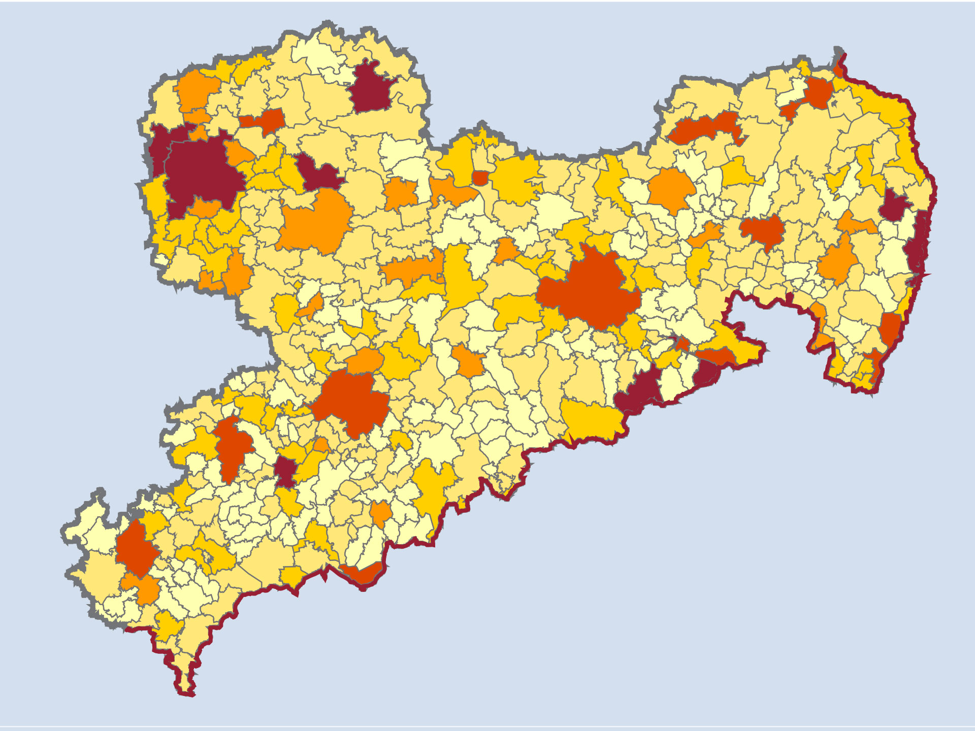 Sachsenkarte mit Markierungen