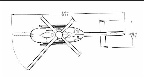 Draufsicht Technischer Grundriss der EC 135