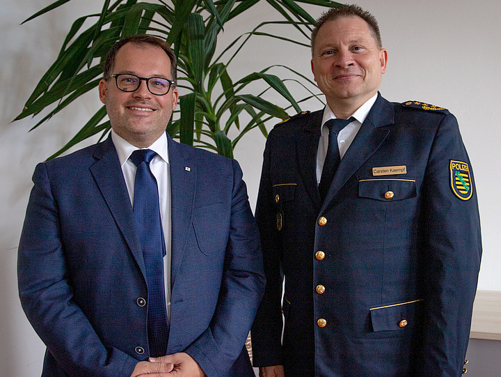 Rektor Kratzsch und Polizeipräsident Kaempf